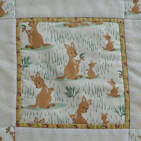 Kangaroo Cot quilt, play rug, soft ball, gift set. Handmade.