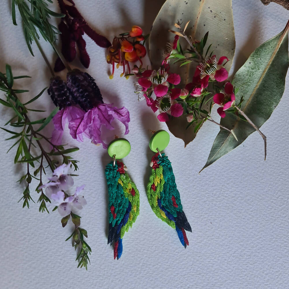 Stevie Swift Parrot Dangle Earrings