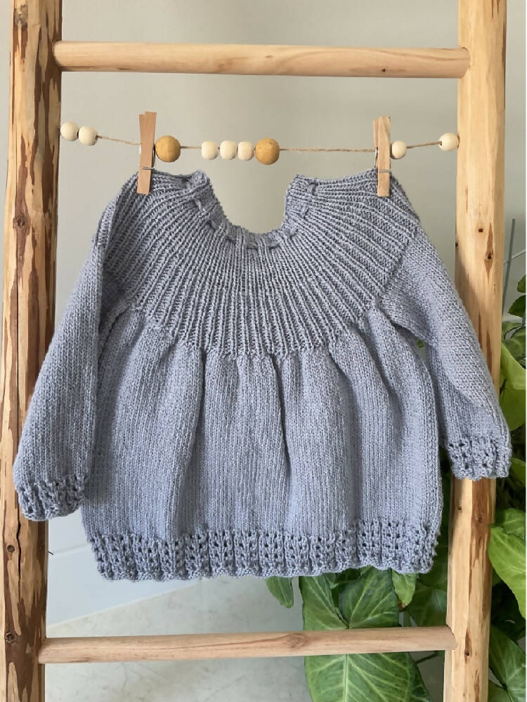 Circular Yoke Top in Grey, Size is 12 months