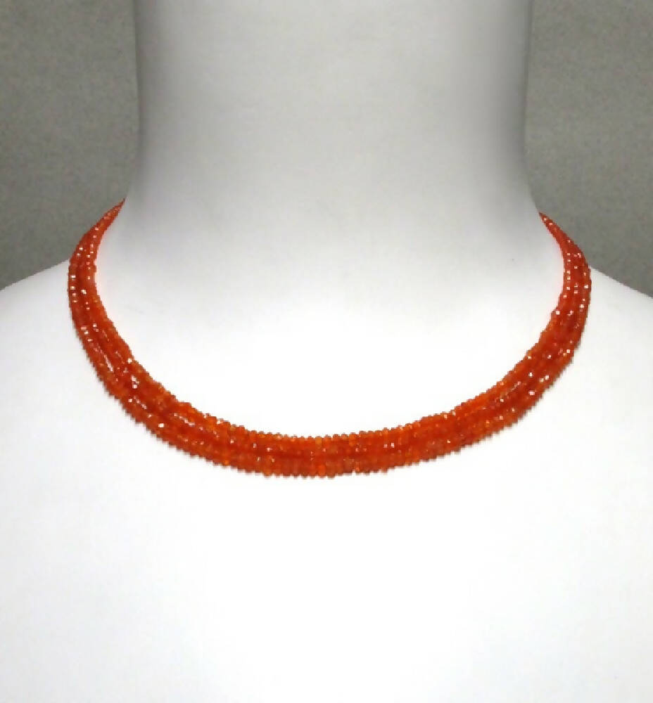 Carnelian triple chocker necklace