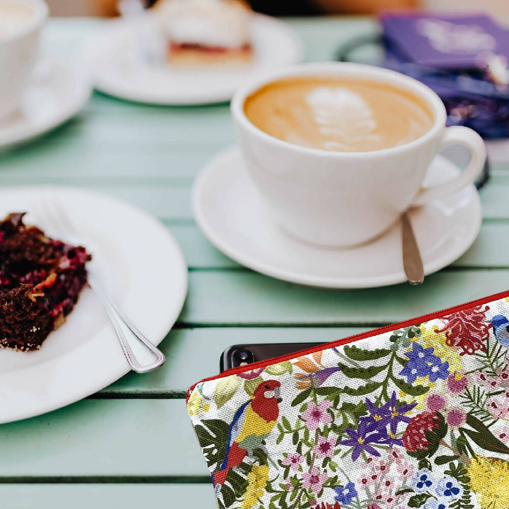 Zipper Purse - Australian Flowers and Birds with Secret Message inside #5