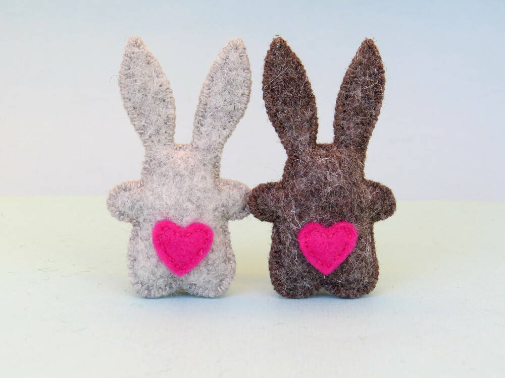 Miniature Felt Rabbit - Wool Felt Bunny with a tiny carrot