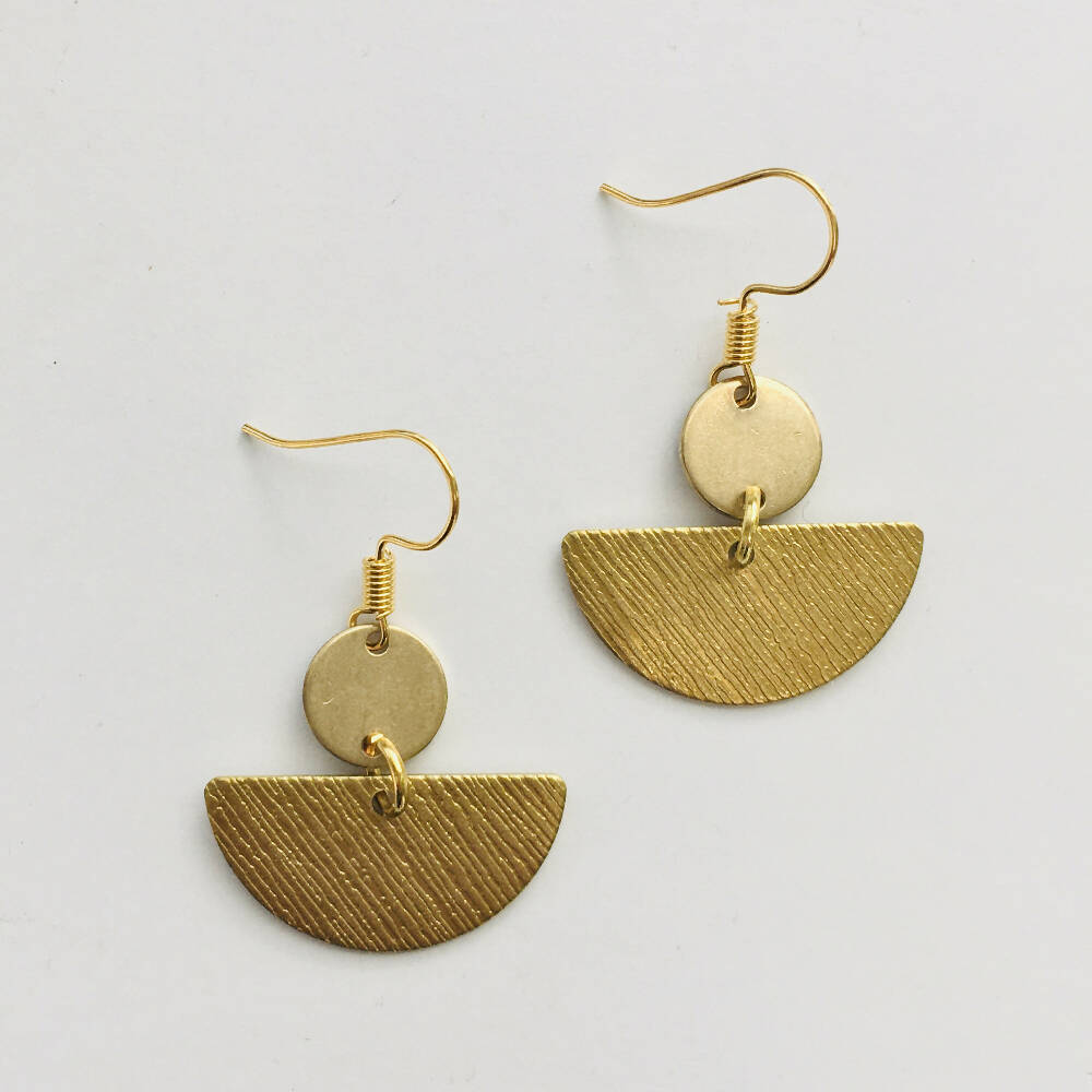 gold half moon dangly earrings abacus designs