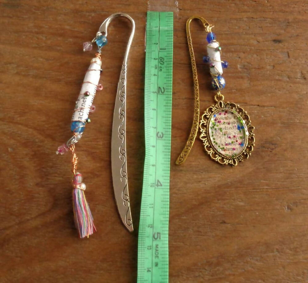 Beaded Bookmarks, Metal, Paper Beads (5)