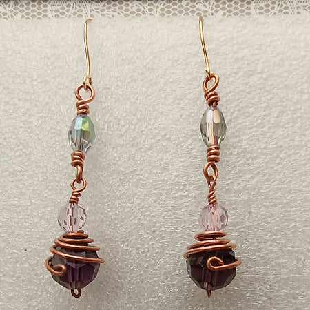 'Spiral Night' Copper Wire-Wrap Earrings