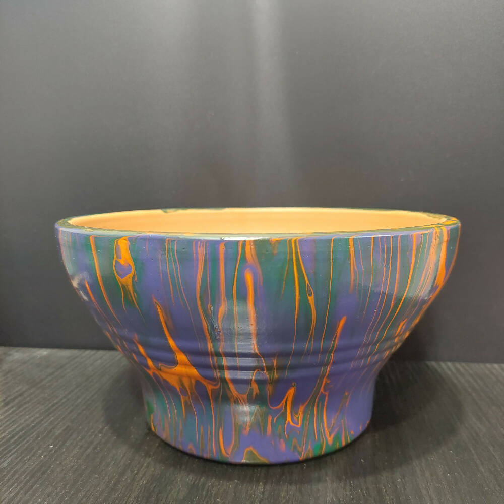 Tri Colour Acrylic Poured Florentine Terracotta Pot (Large)