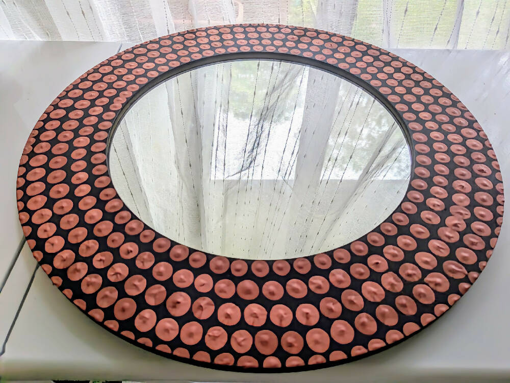 Round Dot Art Mirror Various Colours Marbled Handpainted Aboriginal Art