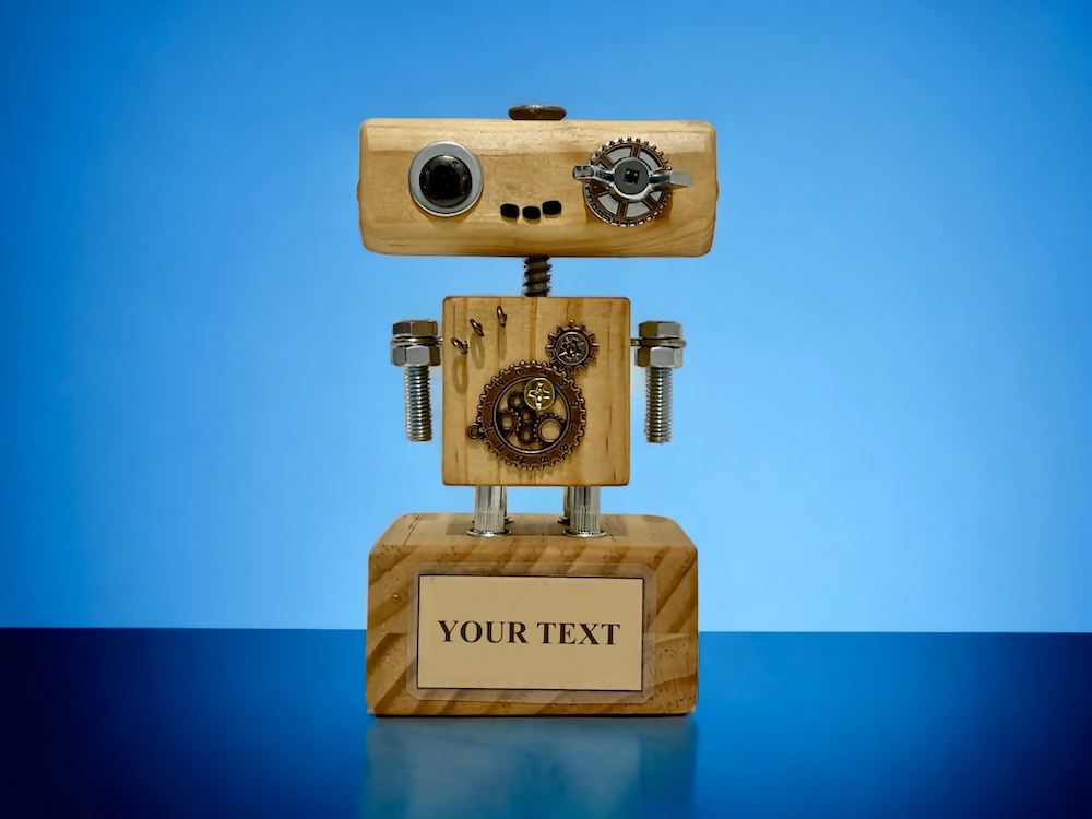 Rupertus - Wooden Steampunk Robot Trophy (Customisable)