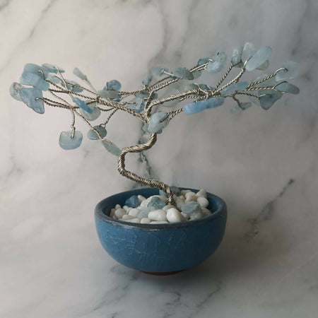 Aquamarine Mini Gem Tree Silver Coloured Copper Wire