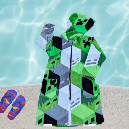 Boys Swim Robe - Green Blocks Size 6