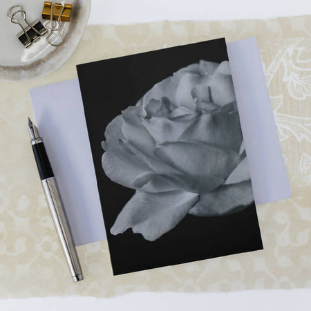 MONOCHROME ROSE FINE ART GREETING CARD - ONE ROSE IS ENOUGH