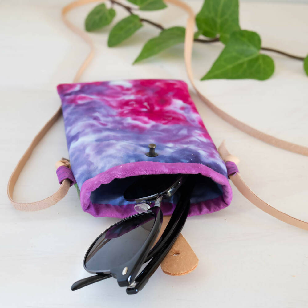 Ice Dyed Phone Carrier, Glasses Case, purple