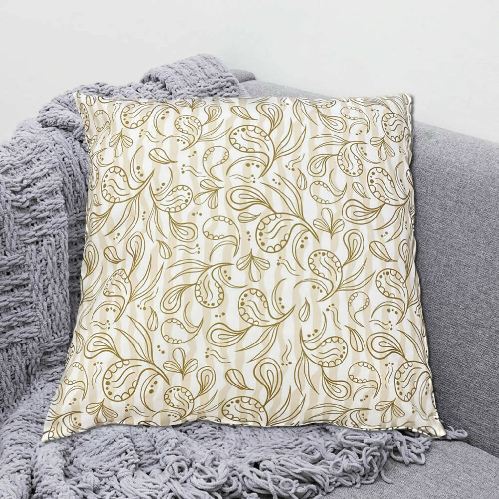 Cushion Cover - Elegant Gold Paisley Swirls