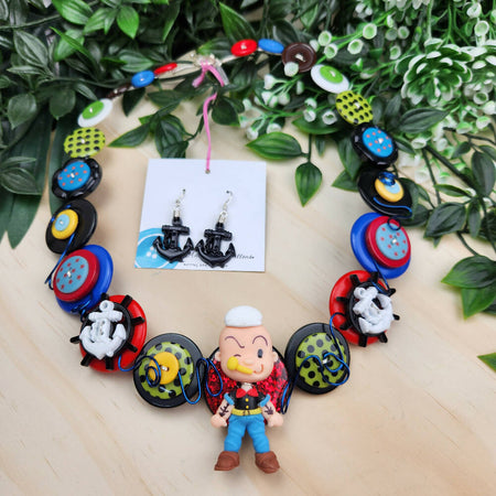 Button Necklace - Sailor - Button Jewellery - Earrings
