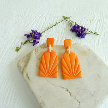 Orange Polymer Clay Earrings 