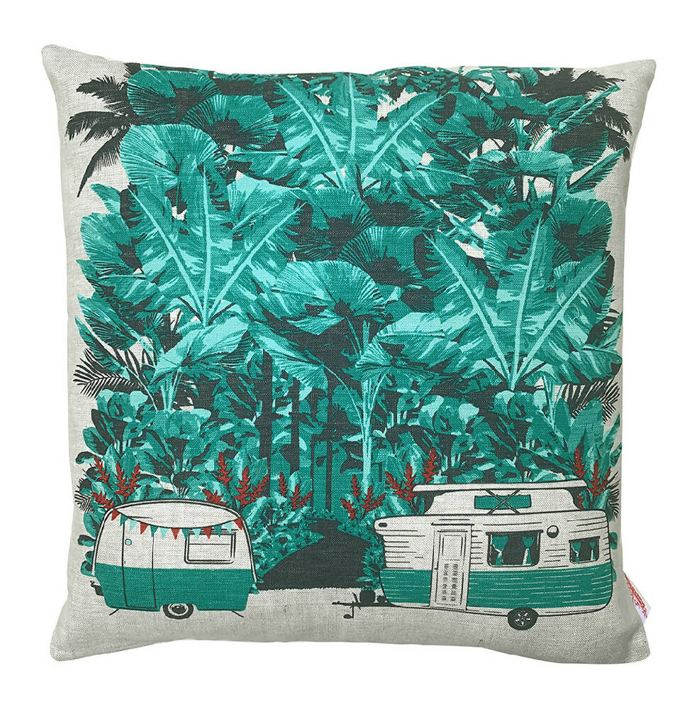 Tropical Vintage Retro Caravan Holiday - Cushion Cover