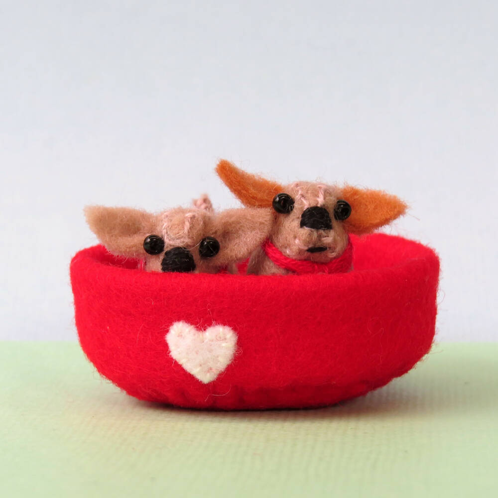 Miniature Felt Dogs - Wool Felt Dog Bed