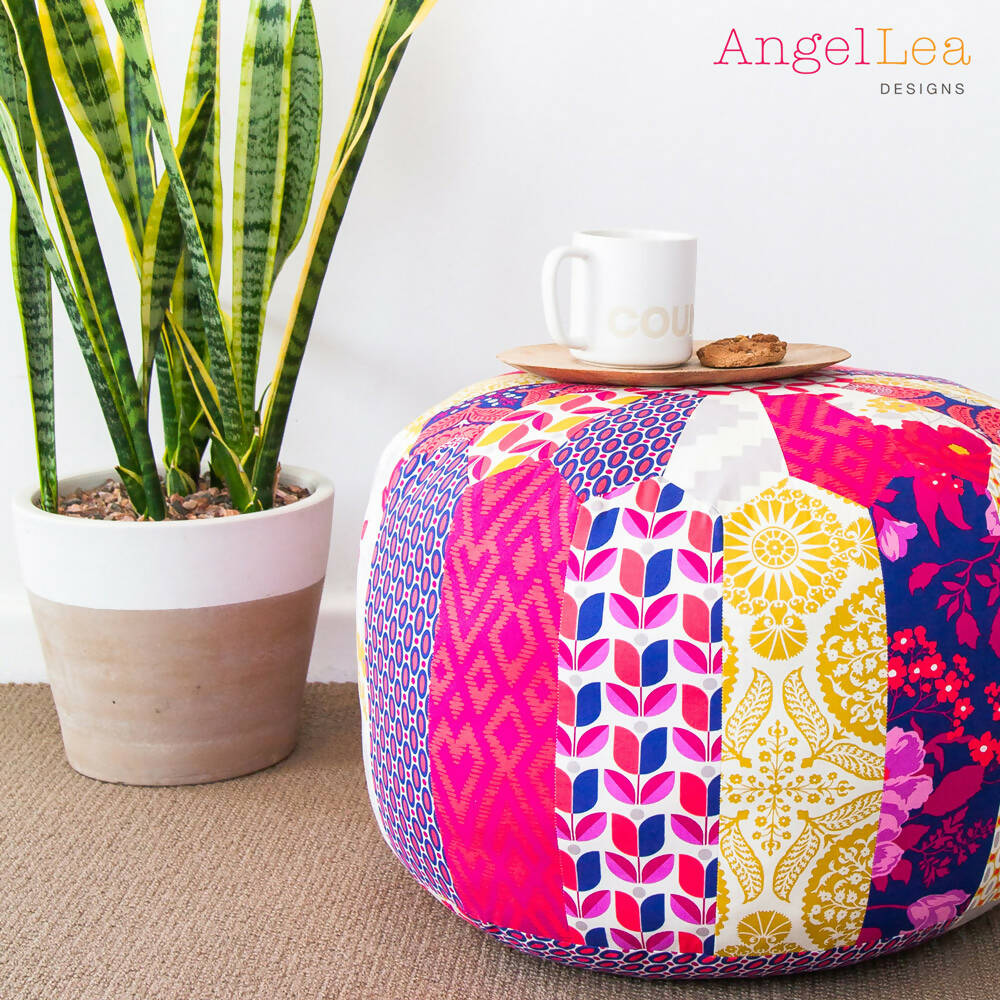 Patchwork Pouf HARD COPY Paper Sewing Pattern Moroccan Ottoman Pattern