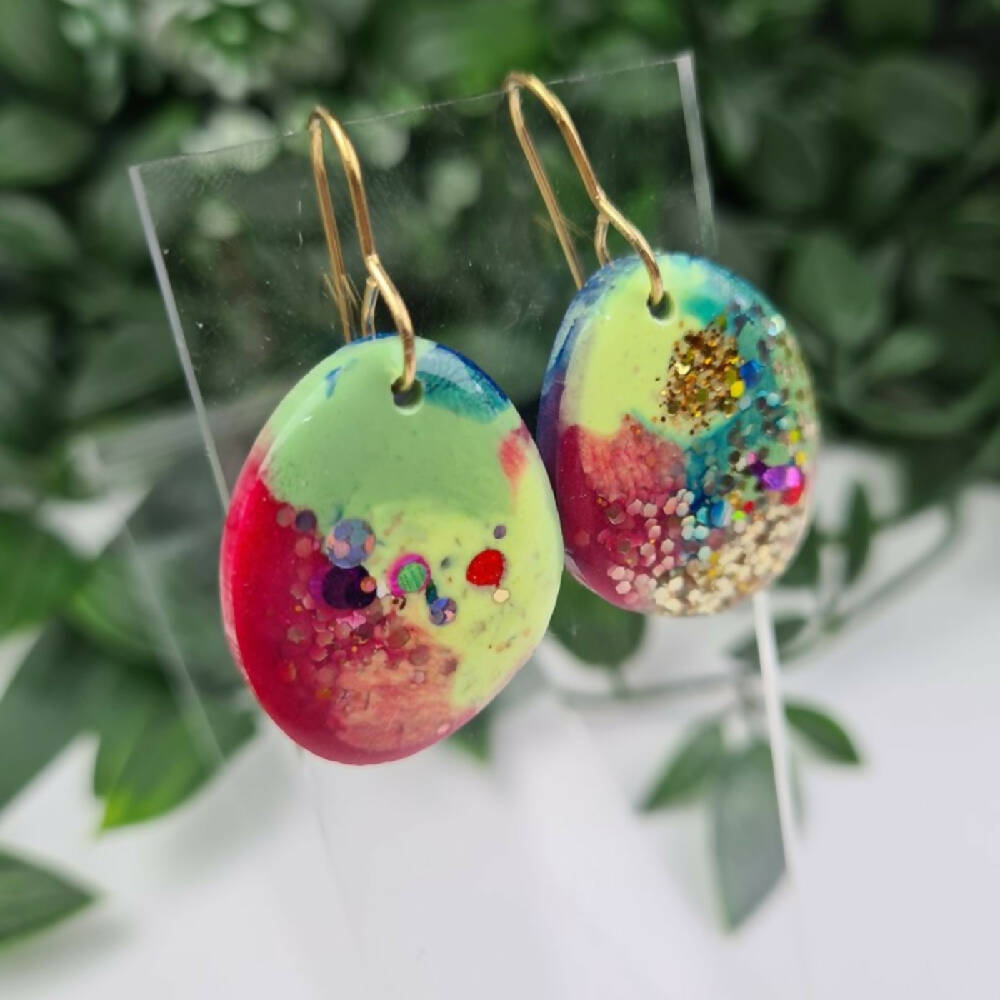 Dangle Earrings - Funfetti Sparkle - Drop - Resin - Hook