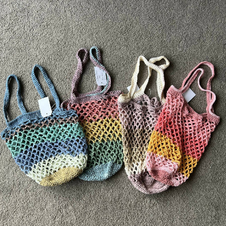 Handmade Mesh Crochet Bag | Cotton Yarn | Various Colours | The Creative Quail