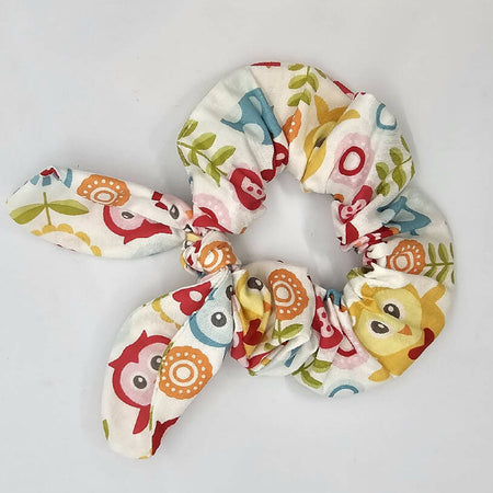 Hair Scrunchie with Bow - Hoot Hoot