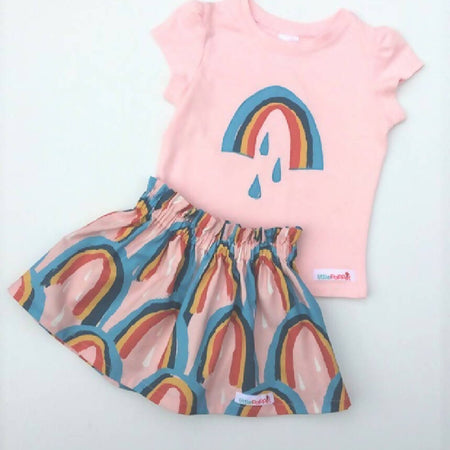 Girls Rainbow Skirt and Applique Tee Set