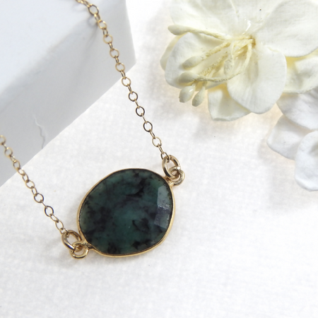 Emerald Necklace, Natural Emerald Necklace, May Birthstone Necklace