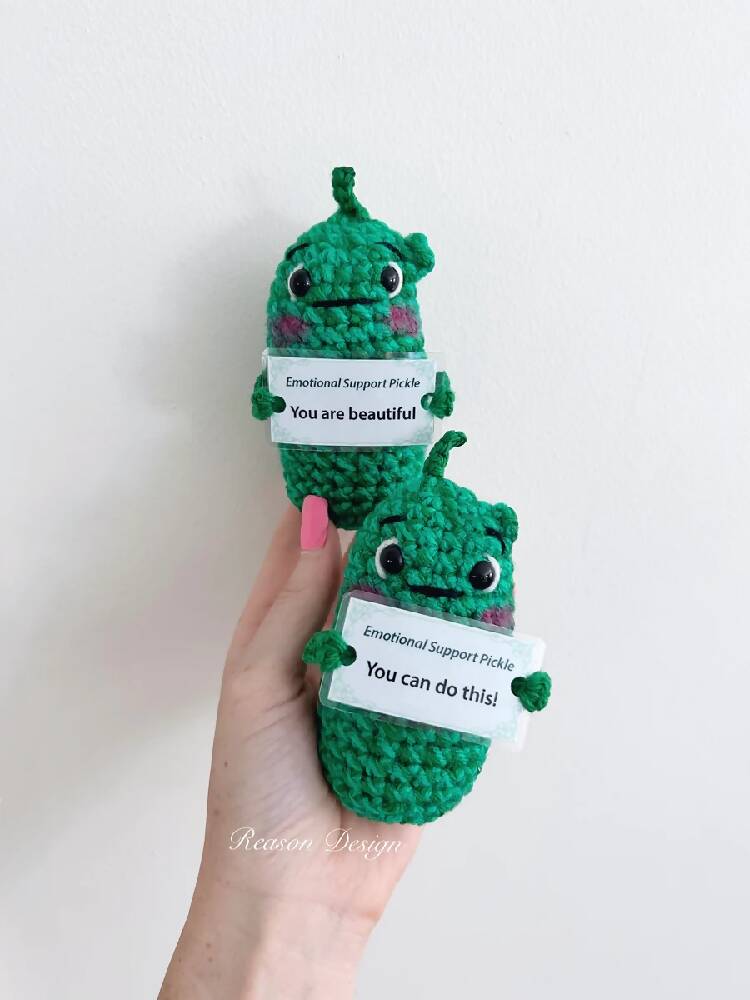 Emotional Support Pickle plushie crochet gift