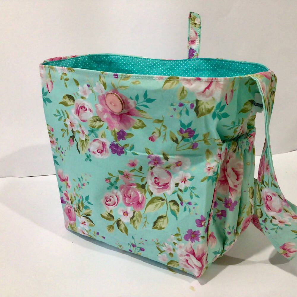 Nappy Bag and accessories for Baby Doll - mint floral #1
