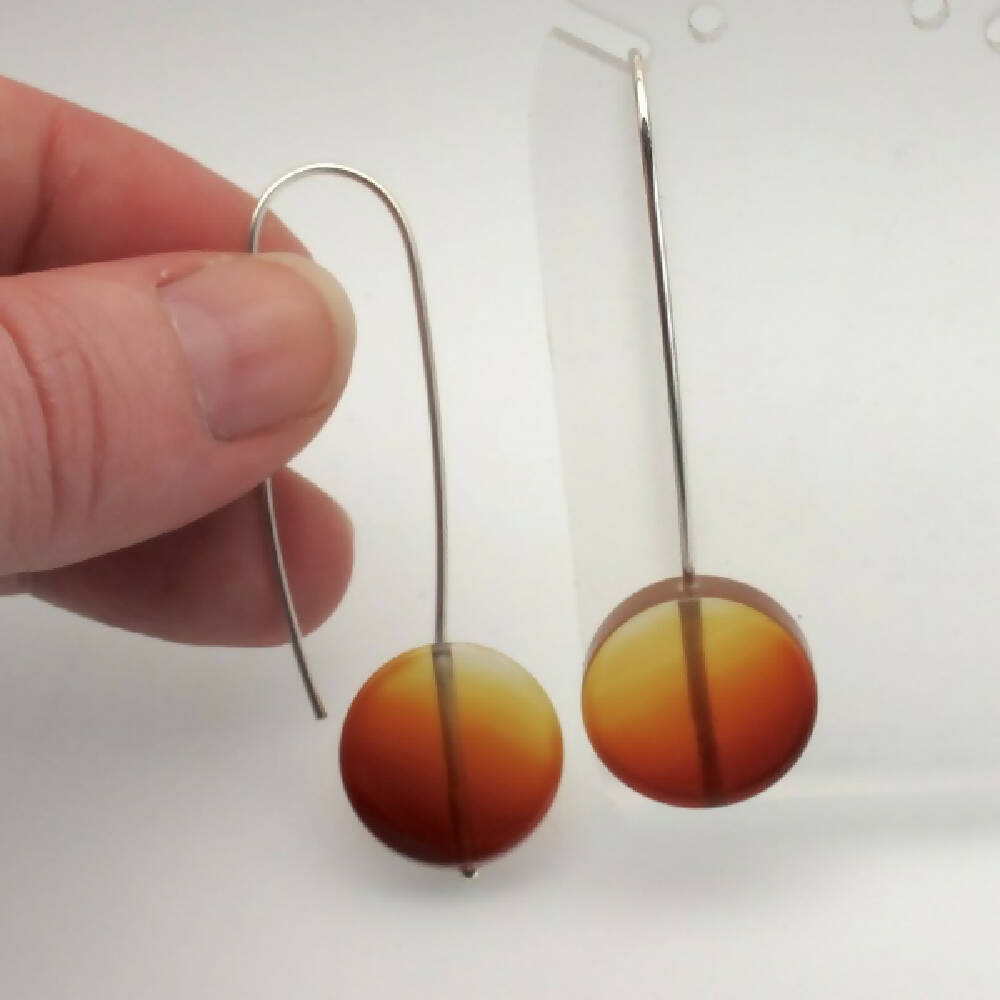 Carnelian disc and sterling silver earrings 4