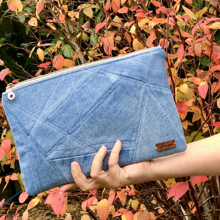 Large Upcycled Denim Clutch