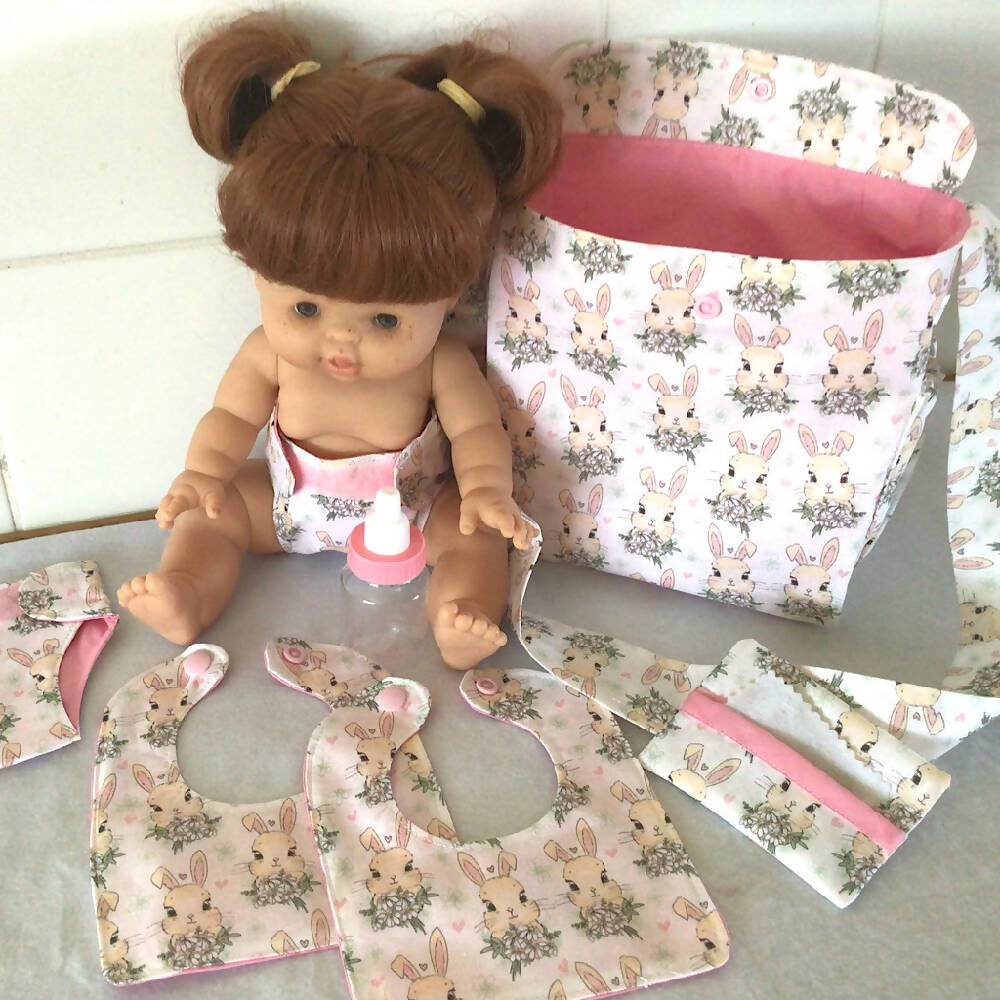 Nappy Bag and accessories for Baby Doll #3 Sweet baby bunny