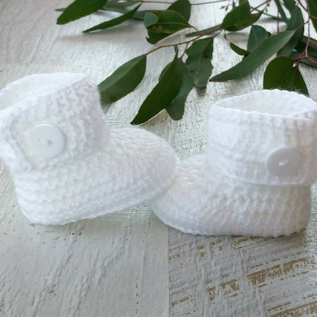 Baby Booties | White |Newborn | Crochet | Knit | Shoes | Socks