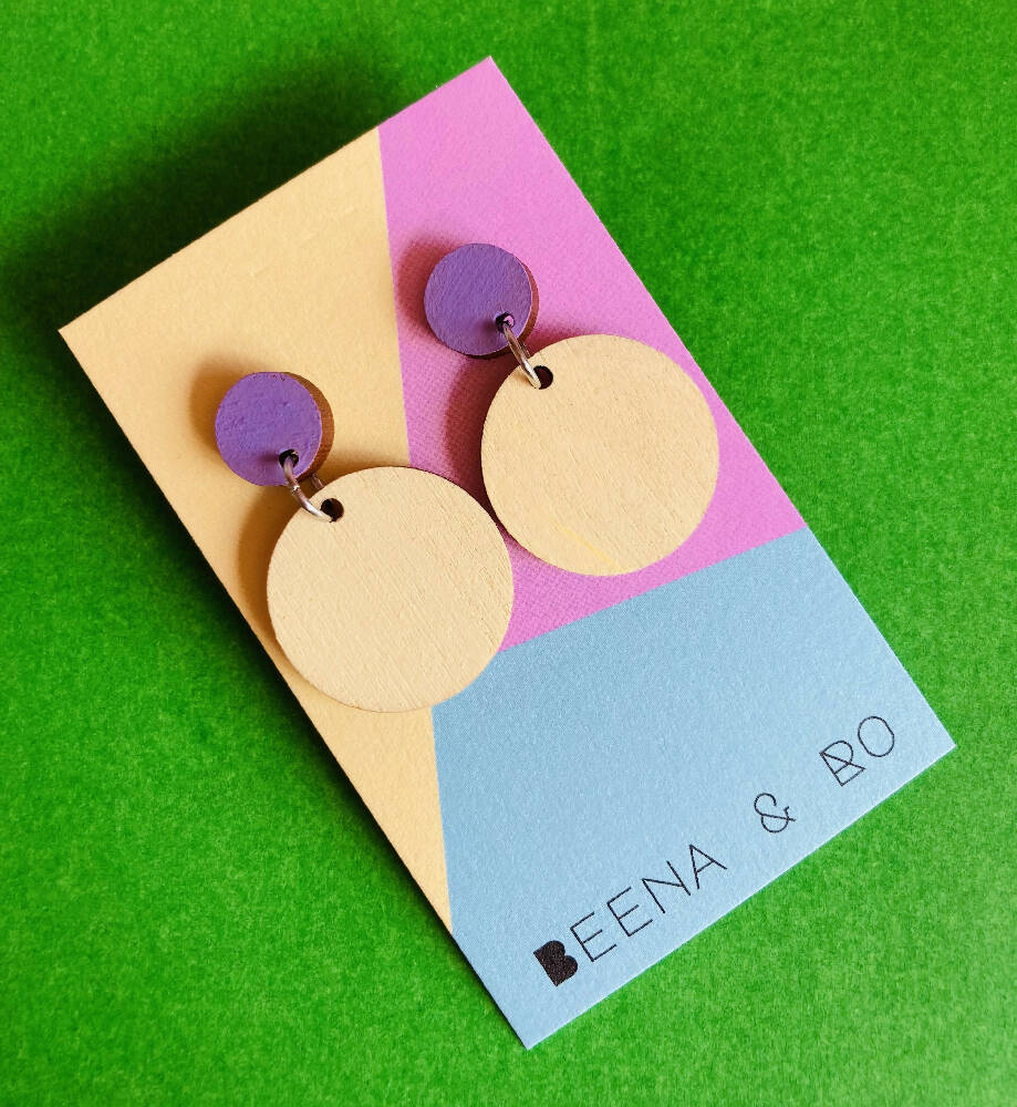 Lemon / lilac top earrings