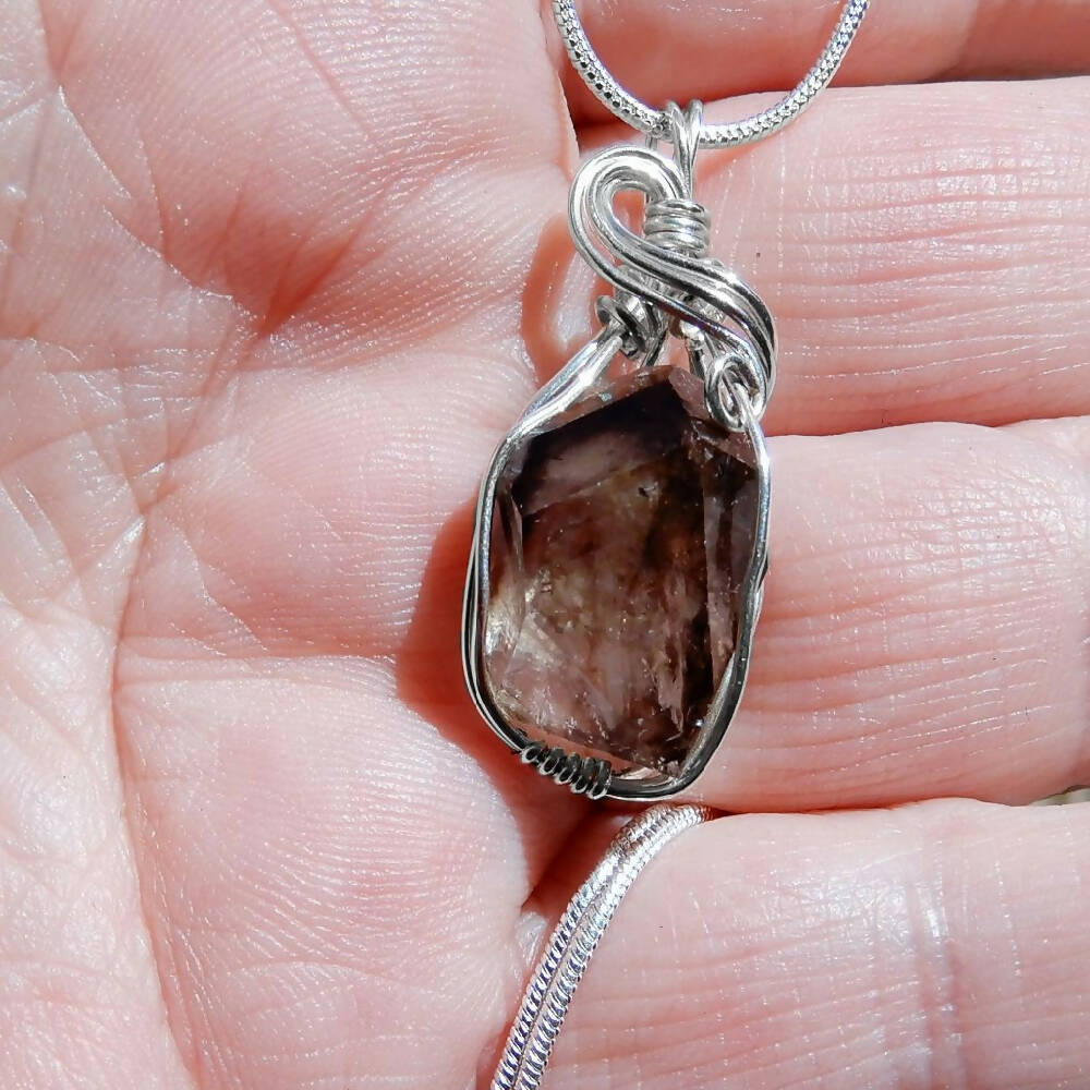 Mooralla Smoky Quartz Sterling wire wrapped crystal pendant