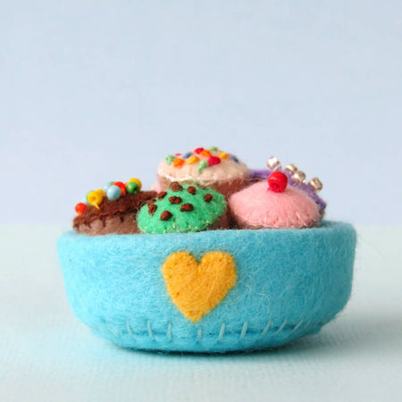 Miniature Play Food - Wool Felt Cupcakes - Fairy Cakes