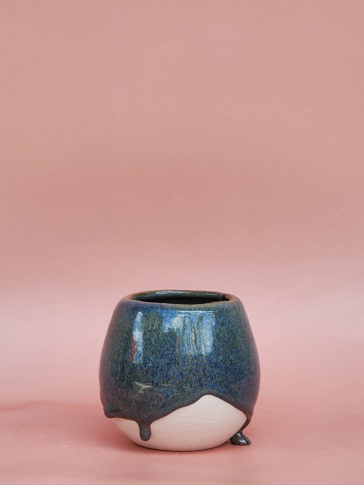 Handmade Ceramic Propagation Vase - Blue Stone Glaze