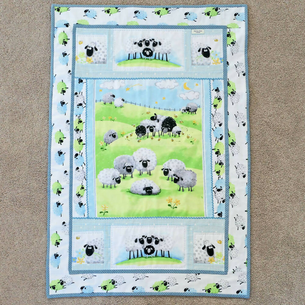 Cot or play quilt, cotton, Handmade FREE POST