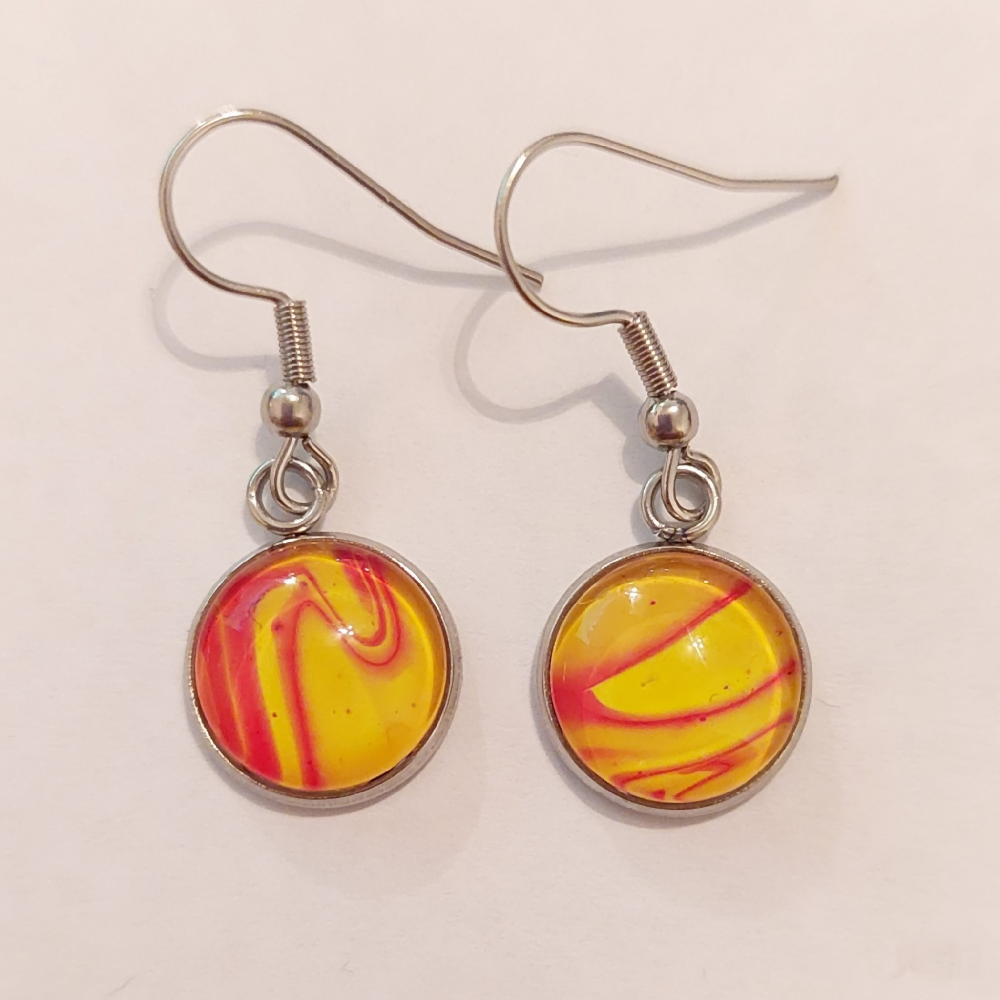 Yellow Red Stainless Steel Earrings