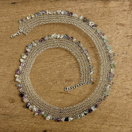 Dentelle | Knitted wire collar necklace with natural gemstones