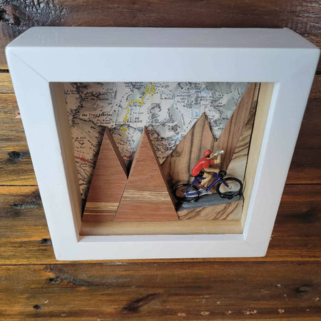 Handcrafted 3d picture of vintage cyclist on Col Du Galibier