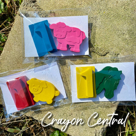Farm Animal Themed Crayon Party Favours