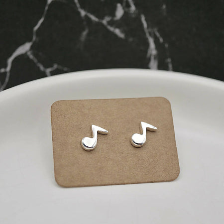 Note Studs - Handmade Sterling Silver Music Note Earrings