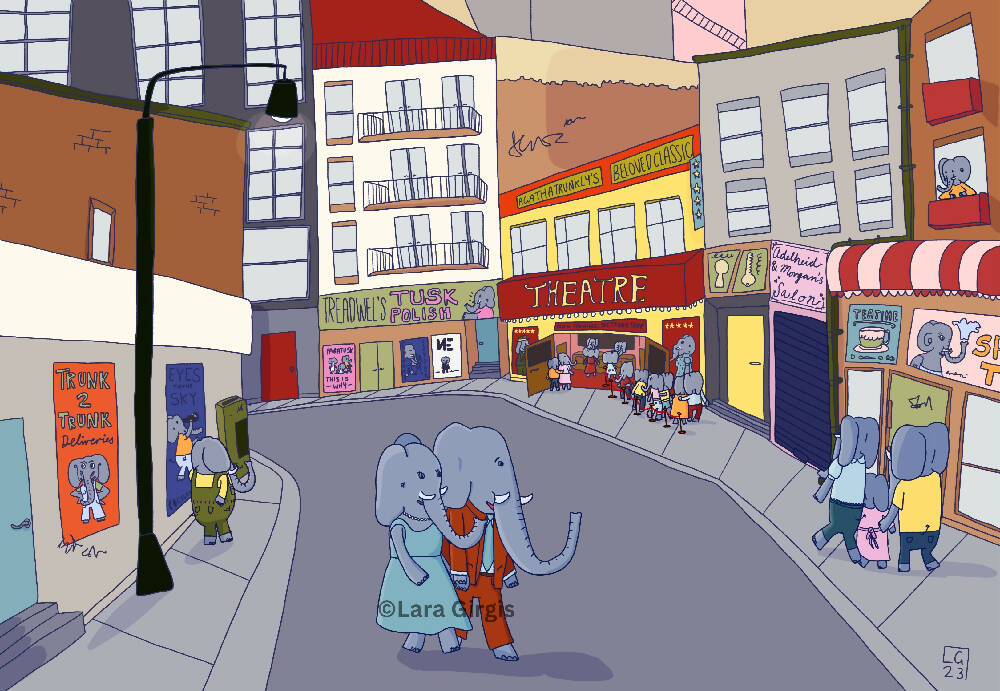 Theater Elephants - art print