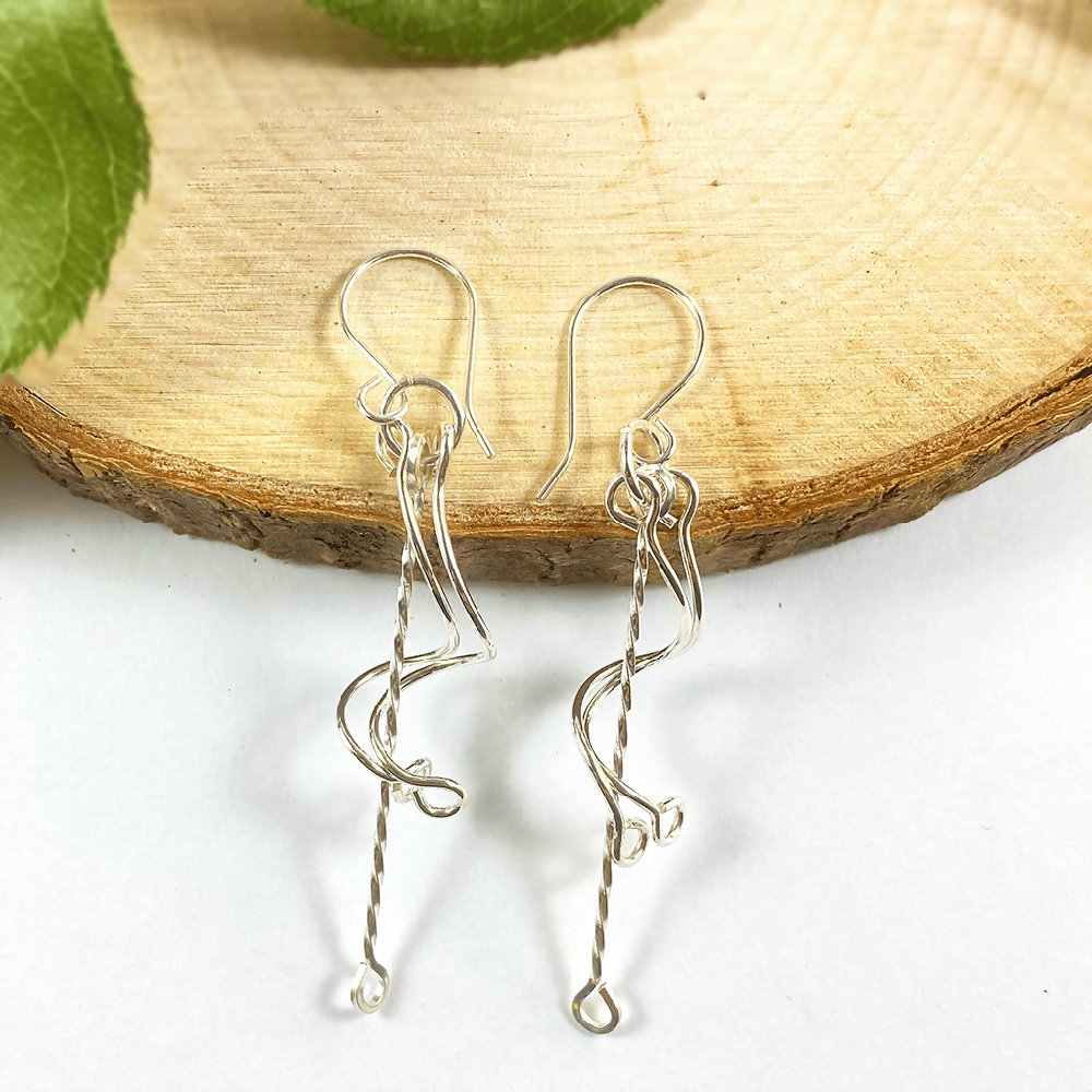 Sterling Silver Spiral Twist Dangle Earrings