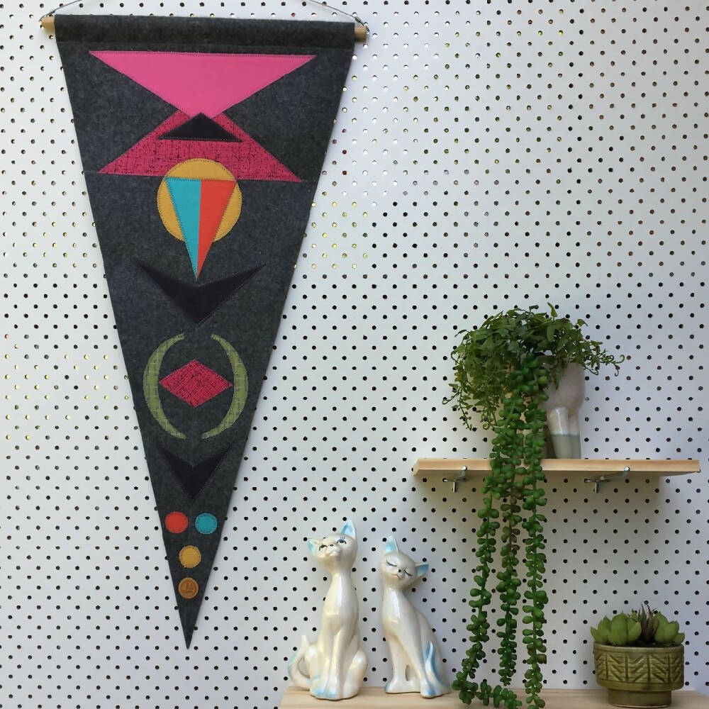 Modern felt wall hanging -fabric pennant 4