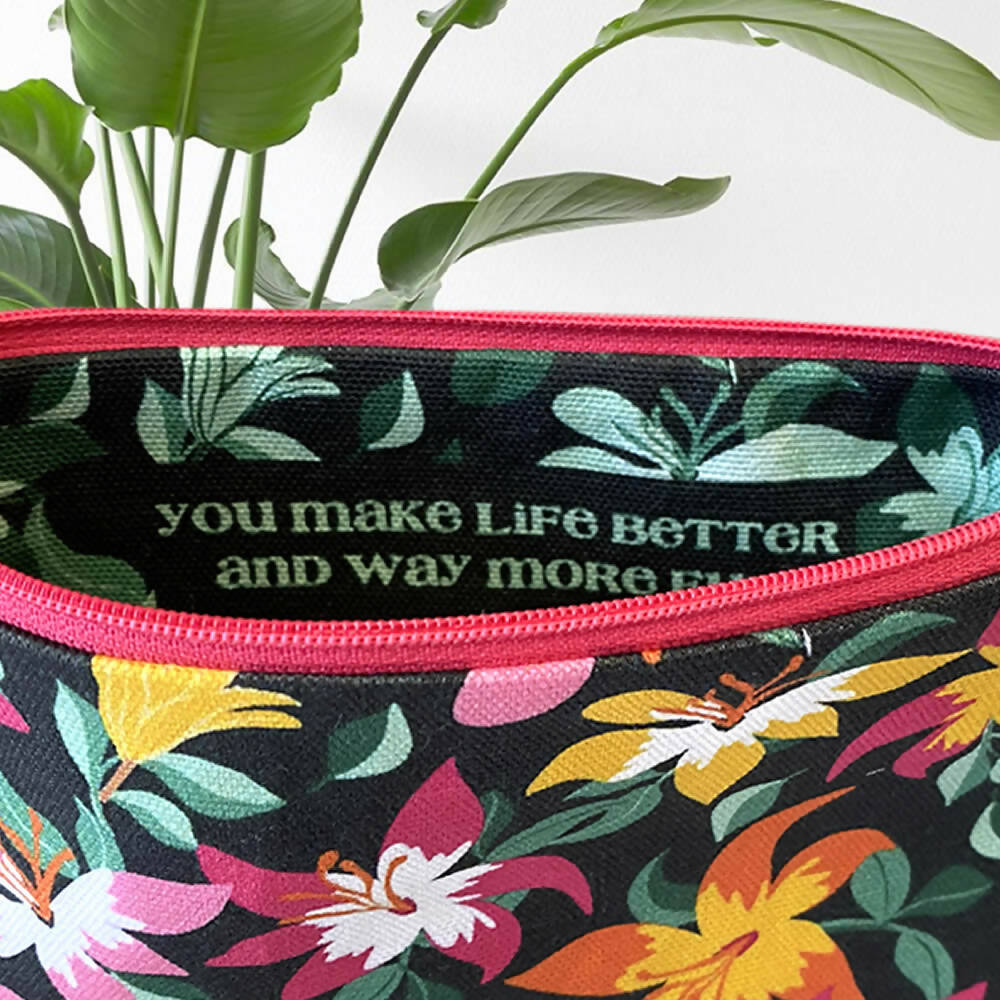 Zipper Purse - Vibrant Lillies Print with Secret Message inside #26