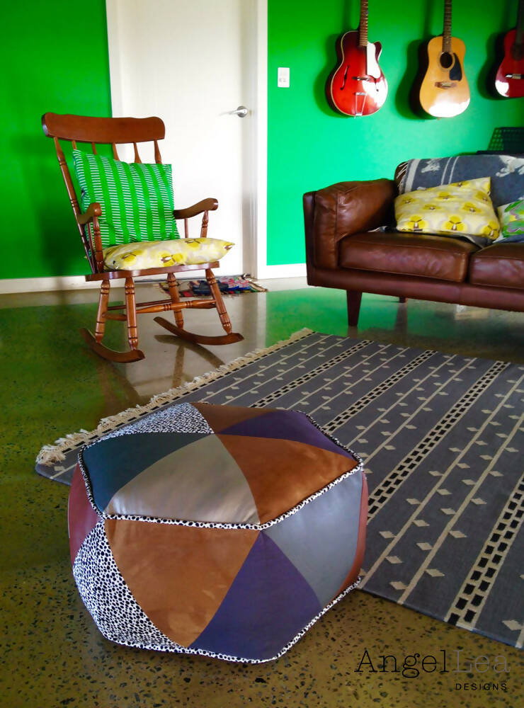 Hexagon Pouf HARD COPY Paper Sewing Pattern Triangle Patchwork Ottoman