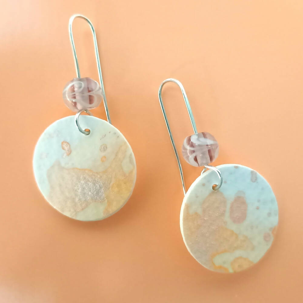 Hand Painted Watercolour Dangle Earrings - sterling silver & paper