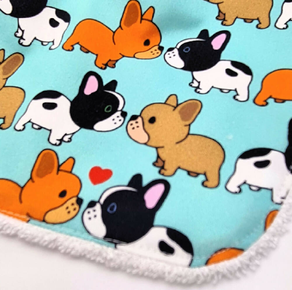 Baby Bib - French Dogs on Cotton Fabric